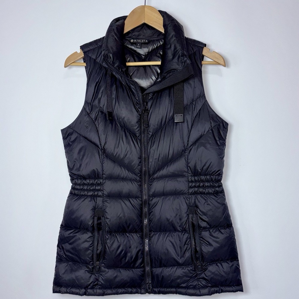 Athleta Goose Down Quilted Puffer Vest Black Lightweight Zip Womens S